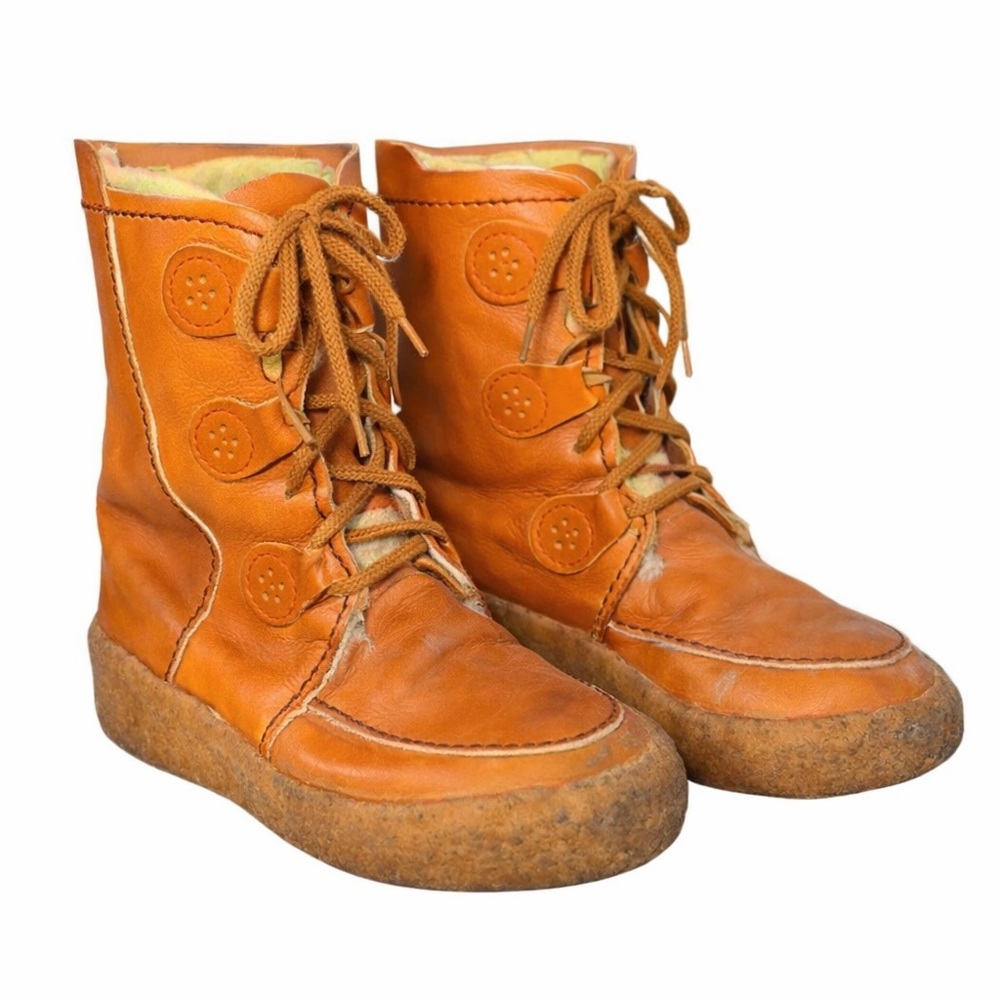 Vintage Blondo Shearling Boots Made in Canada Crepe Sole Size 8
